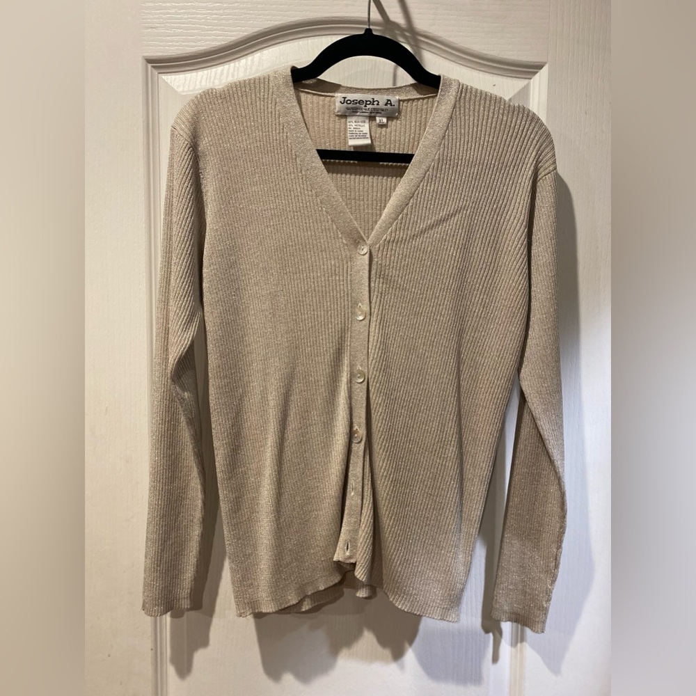 JOSEPH A. Silk Cardigan Button-up Sweater Size XL